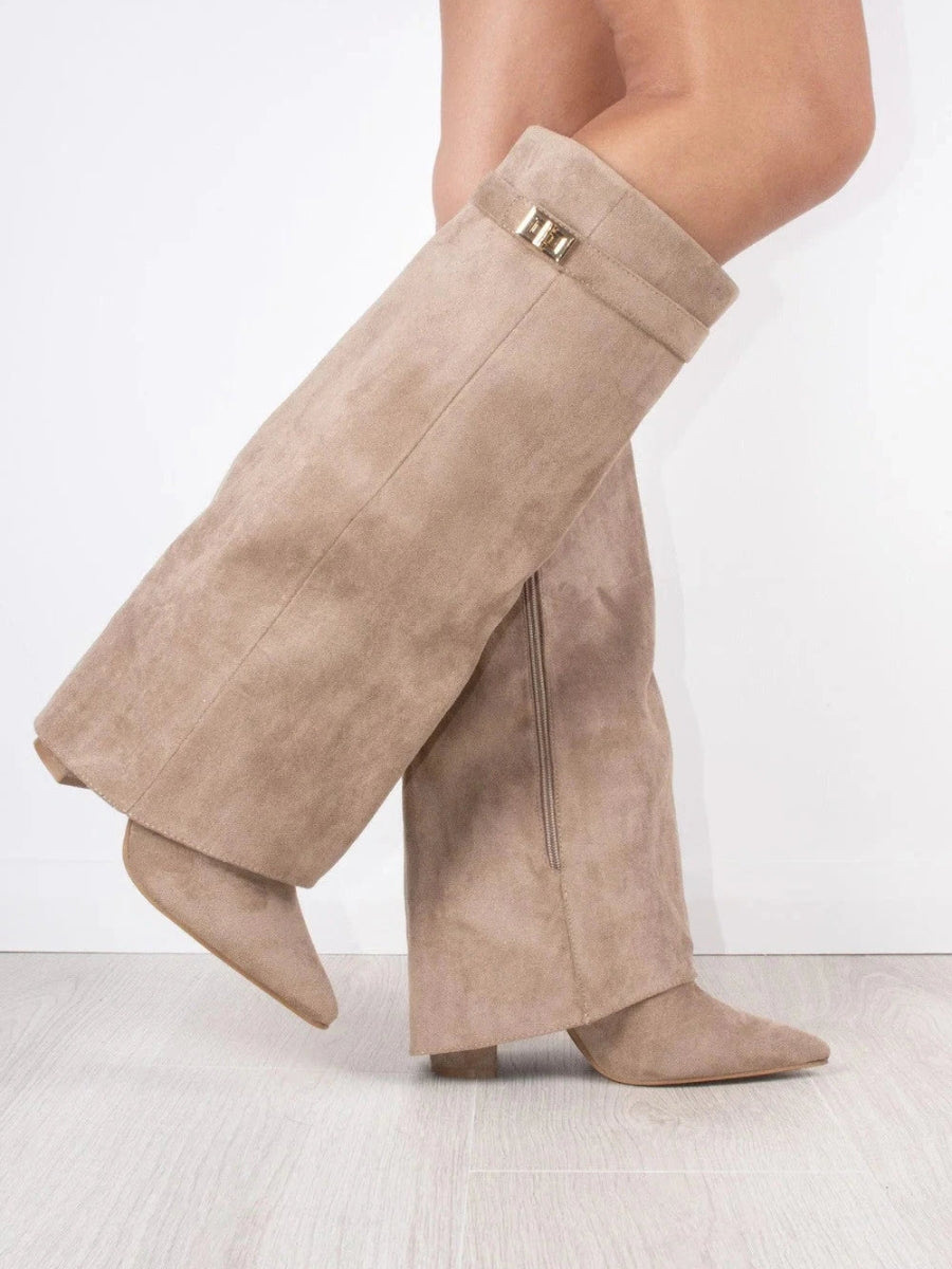 Sola SharkBoots | Bottes élégantes pour femmes en daim de haute qualité avec fermetures dorées
