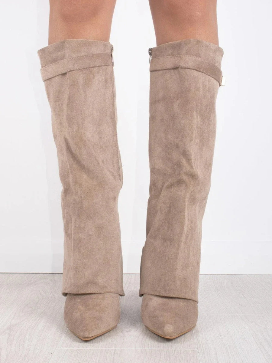 Sola SharkBoots | Bottes élégantes pour femmes en daim de haute qualité avec fermetures dorées