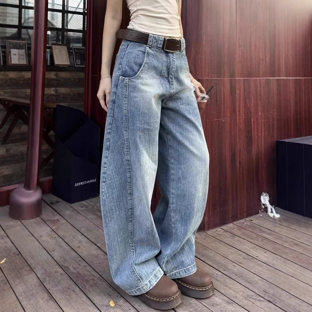 American Retro Loose Straight Machete Jeans