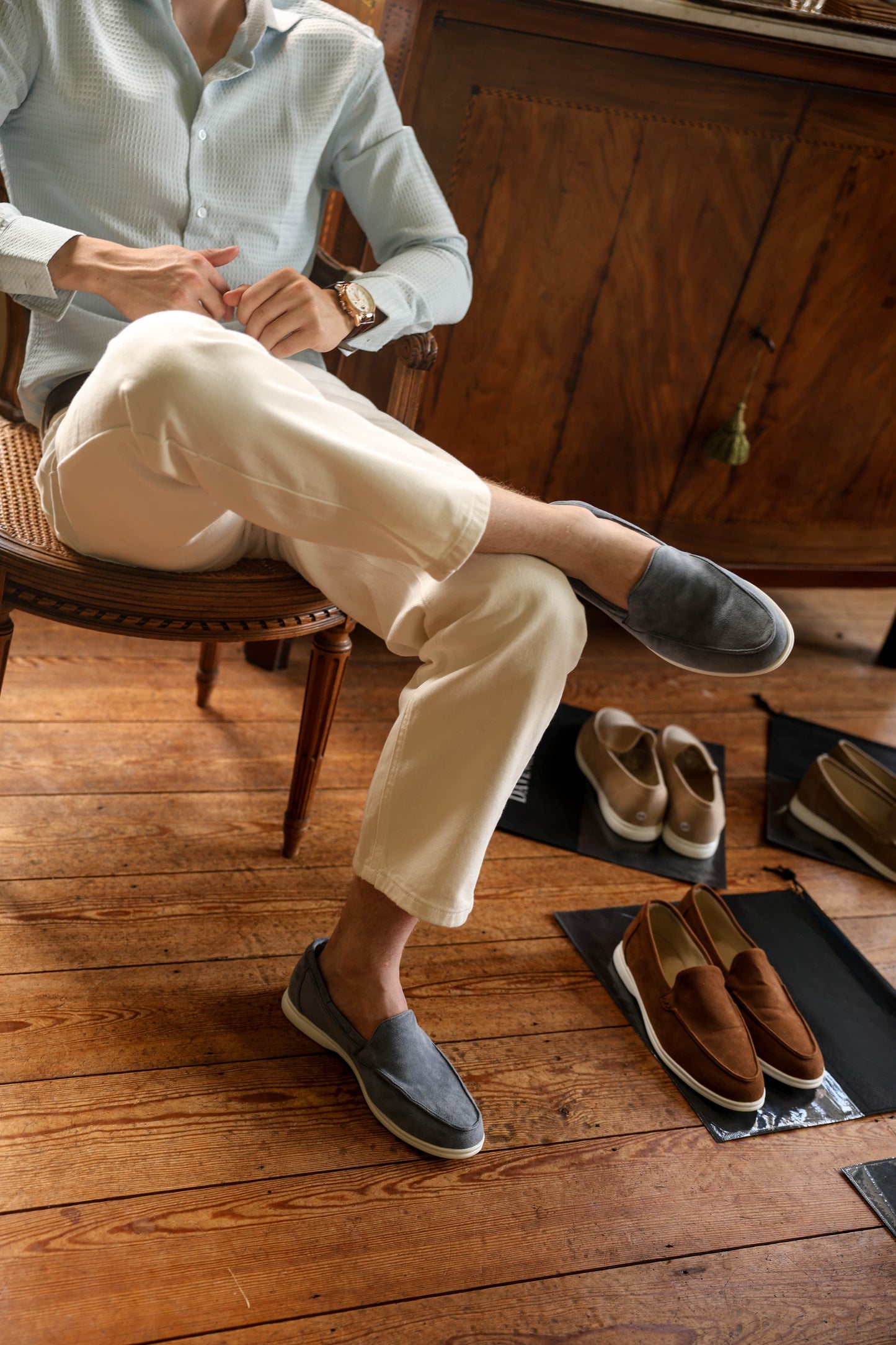 Mocassin de yacht bleu clair