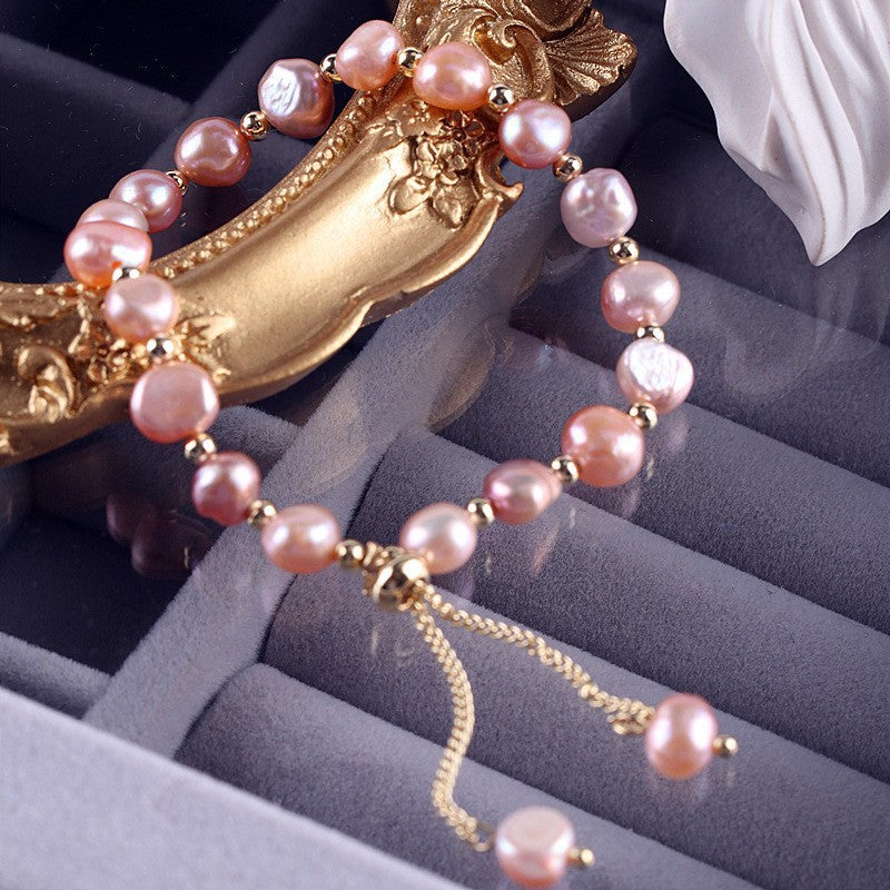 Bracelet en perles d'eau douce minimaliste pour femmes