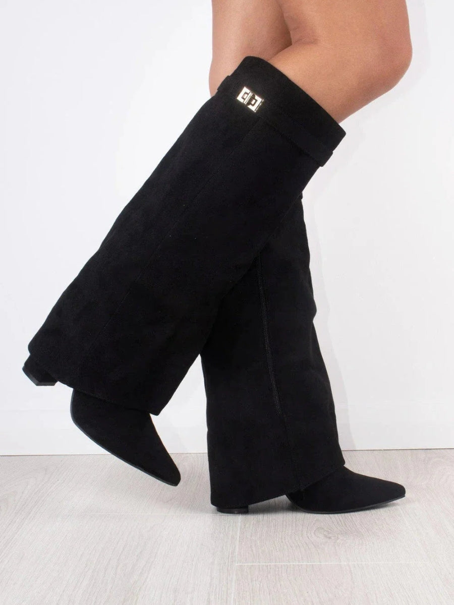 Sola SharkBoots | Bottes élégantes pour femmes en daim de haute qualité avec fermetures dorées