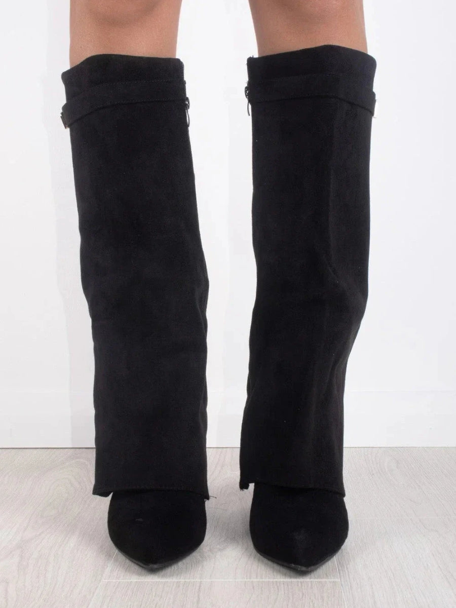 Sola SharkBoots | Bottes élégantes pour femmes en daim de haute qualité avec fermetures dorées