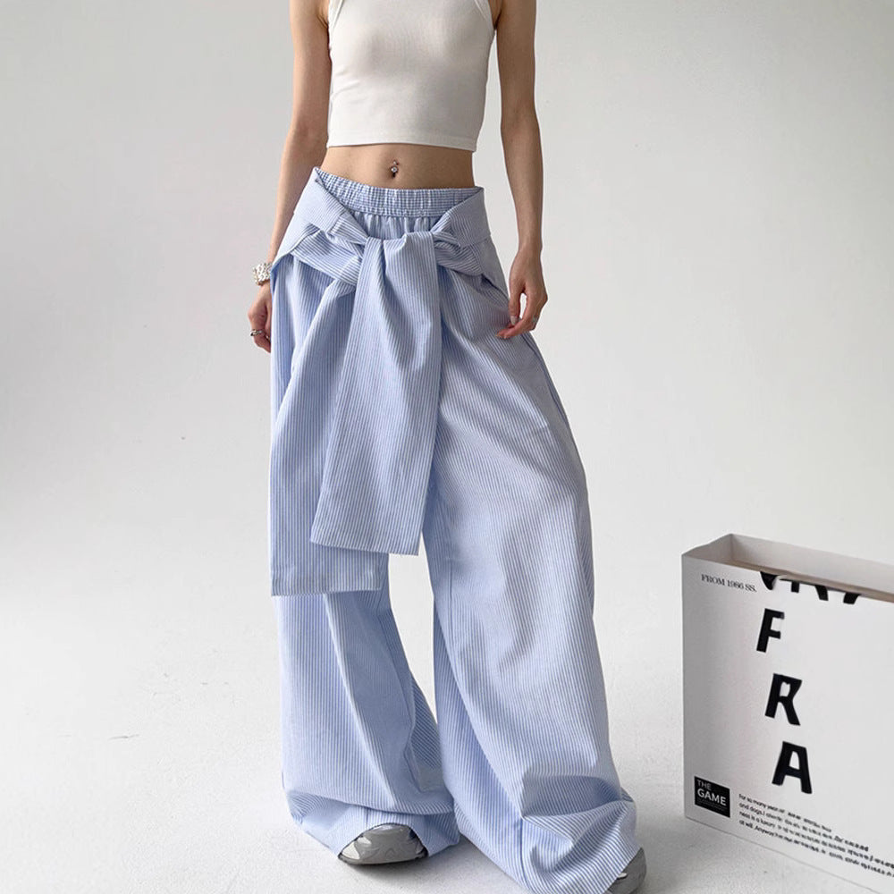 Pantalons larges à rayures à taille élastique avec un sens du design
