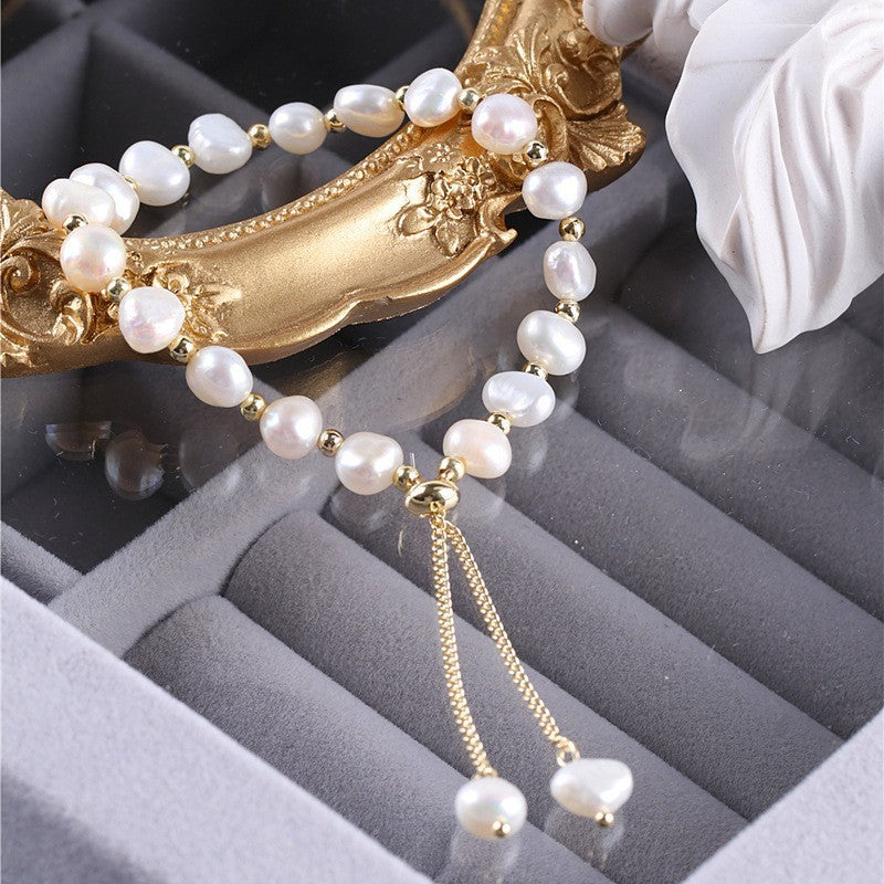 Bracelet en perles d'eau douce minimaliste pour femmes