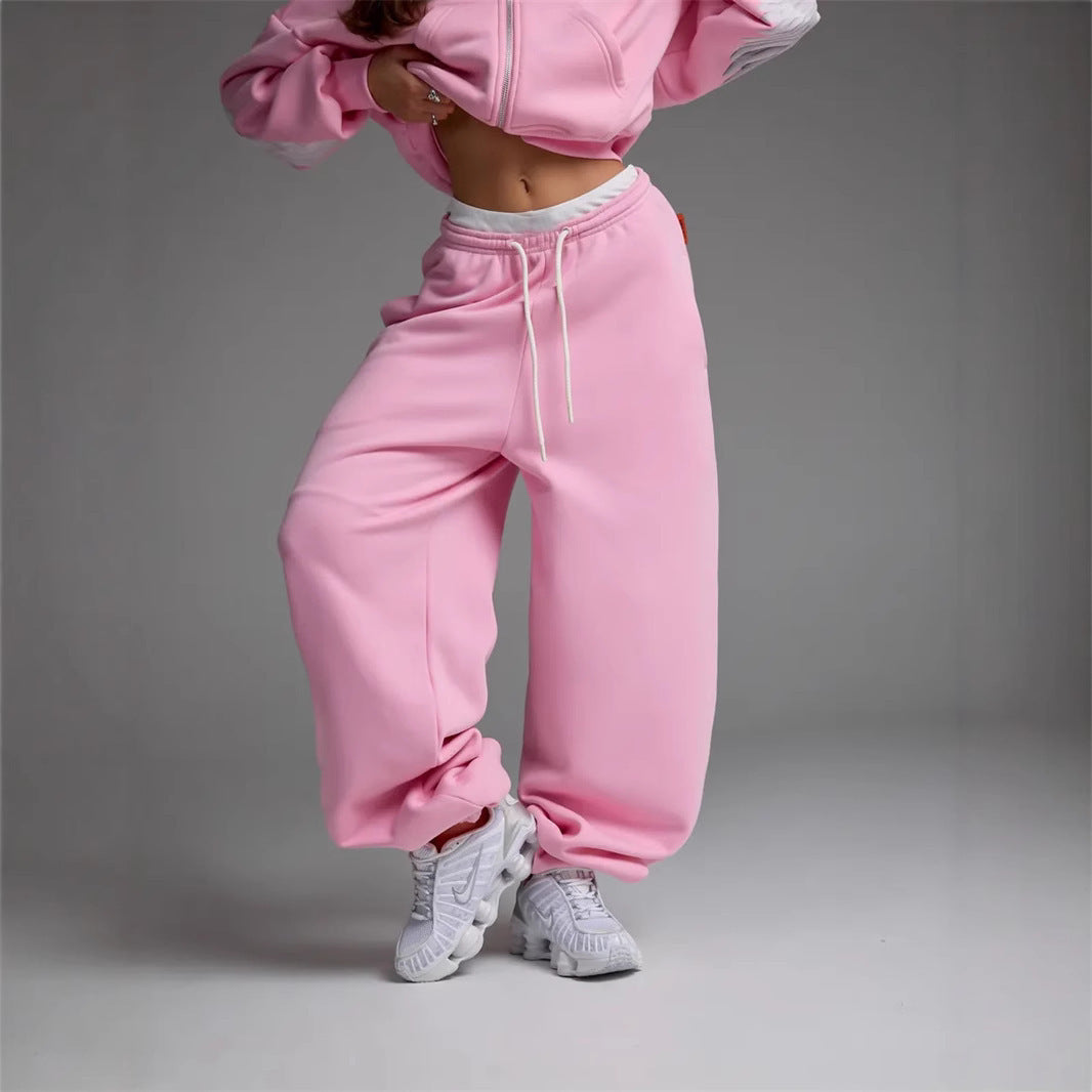 Pantalons de survêtement décontractés à jambe droite large