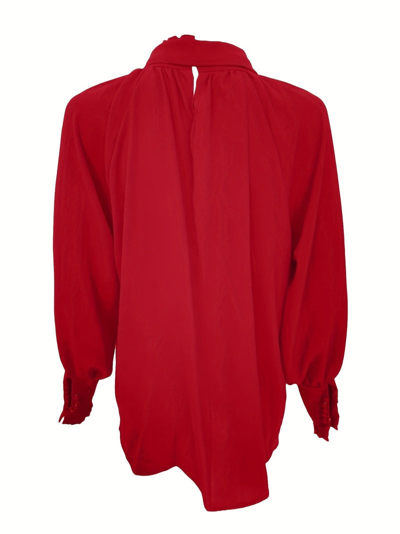 Blouse with Tie Collar and Puff Sleeves for Women | Riali SOLANORDI Shirts