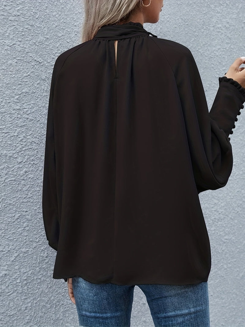 Blouse with Tie Collar and Puff Sleeves for Women | Riali SOLANORDI Shirts