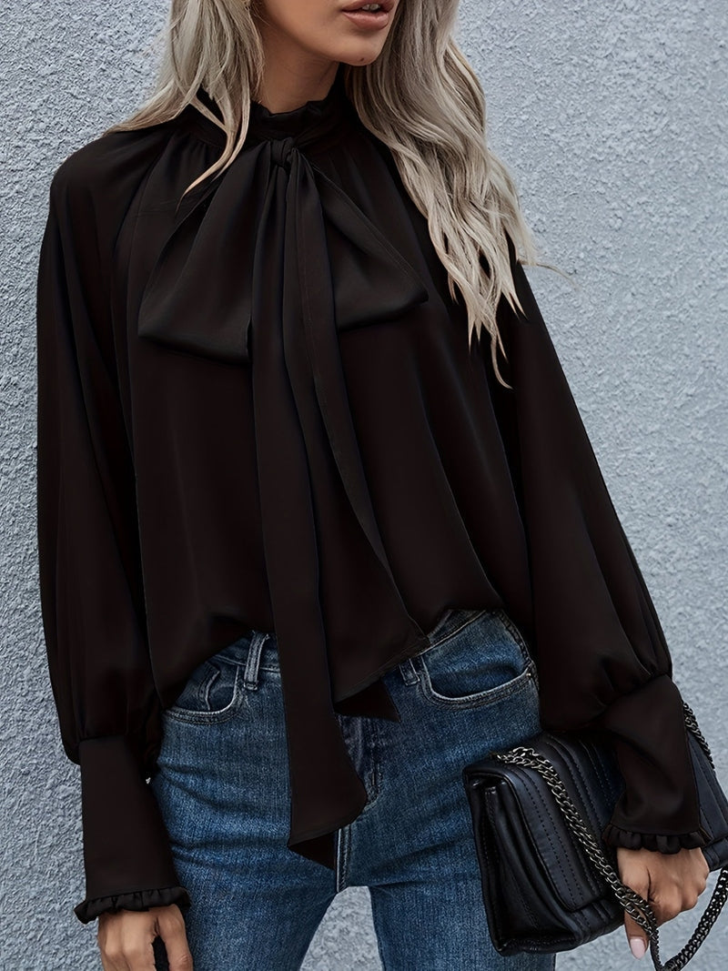 Blouse with Tie Collar and Puff Sleeves for Women | Riali SOLANORDI Shirts