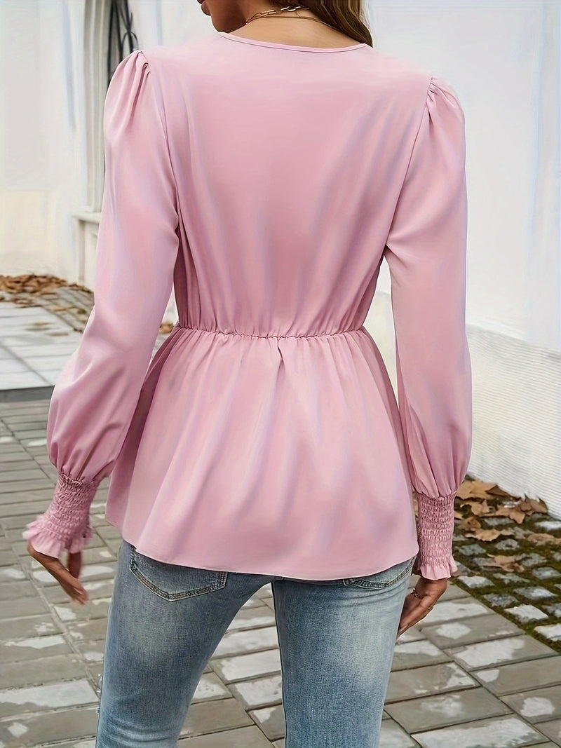 Blouse with Tie Detail and Puff Sleeves for Women | Tiana SOLANORDI Blouses