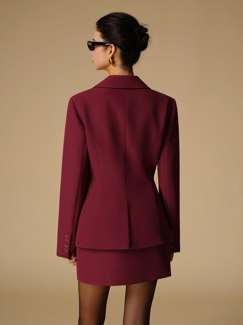 Blazer Slim Élégant Femme Bourgogne | Giana