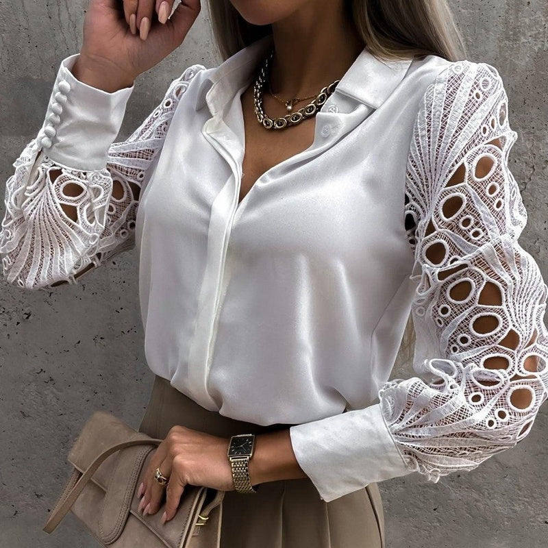 Elegant Ladies Shirt with Lace Details | Leani SOLANORDI Shirts