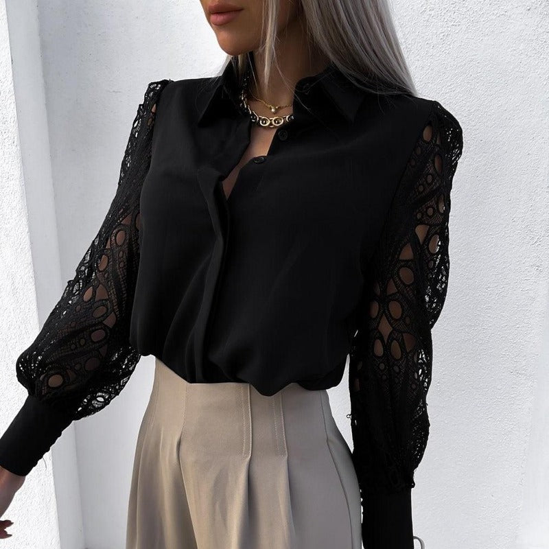 Elegant Ladies Shirt with Lace Details | Leani SOLANORDI Shirts