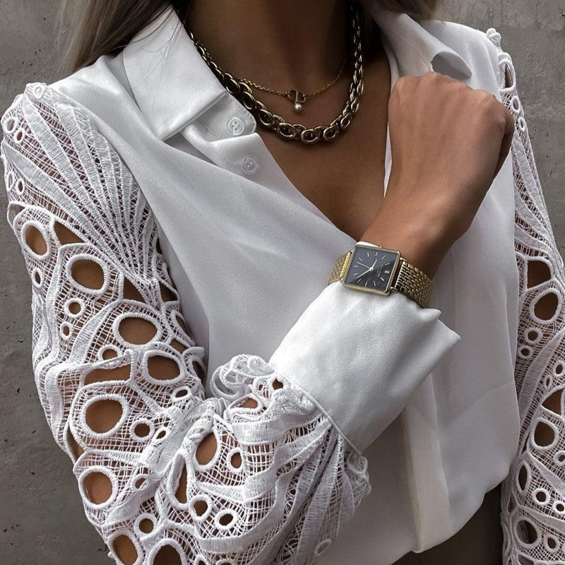 Elegant Ladies Shirt with Lace Details | Leani SOLANORDI Shirts