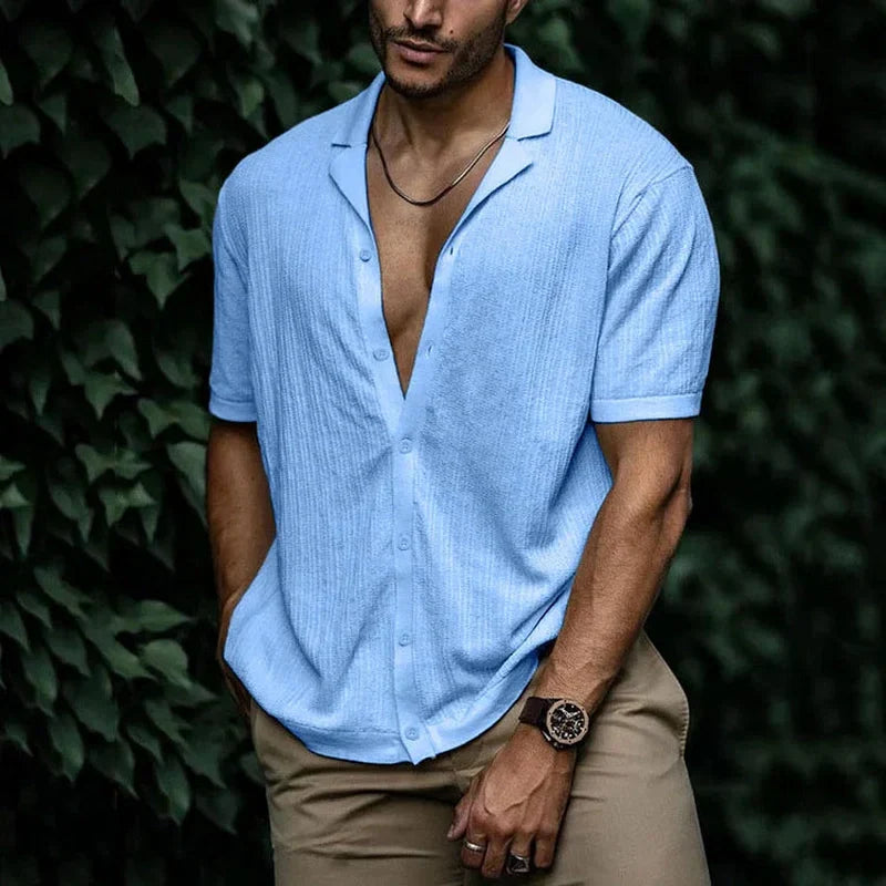 Elegant Men's Shirt with V-Neck and Buttons | Hank SOLANORDI Shirts