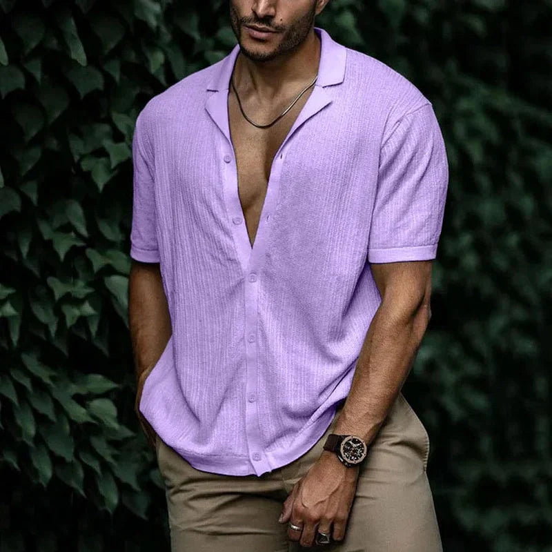 Elegant Men's Shirt with V-Neck and Buttons | Hank SOLANORDI Shirts