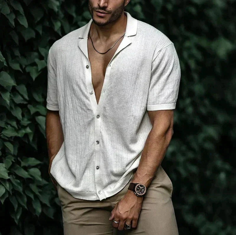 Elegant Men's Shirt with V-Neck and Buttons | Hank SOLANORDI Shirts