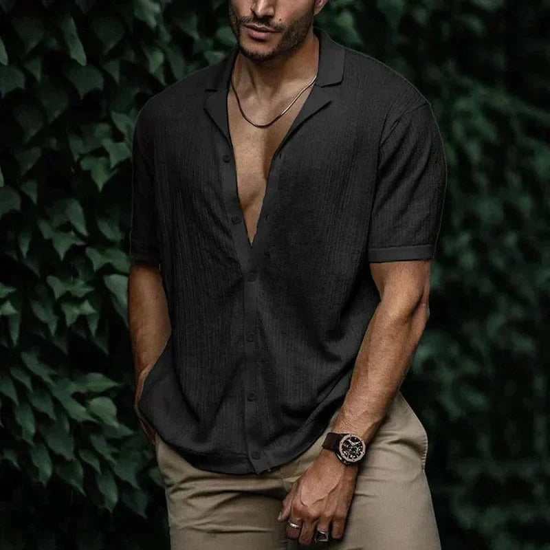 Elegant Men's Shirt with V-Neck and Buttons | Hank SOLANORDI Shirts