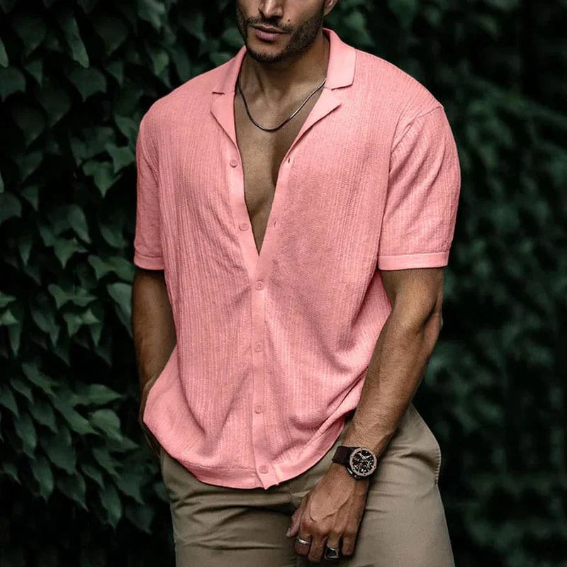 Elegant Men's Shirt with V-Neck and Buttons | Hank SOLANORDI Shirts