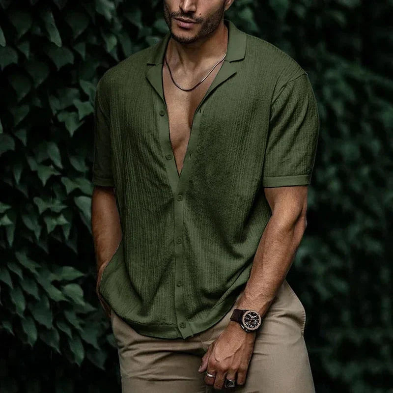 Elegant Men's Shirt with V-Neck and Buttons | Hank SOLANORDI Shirts