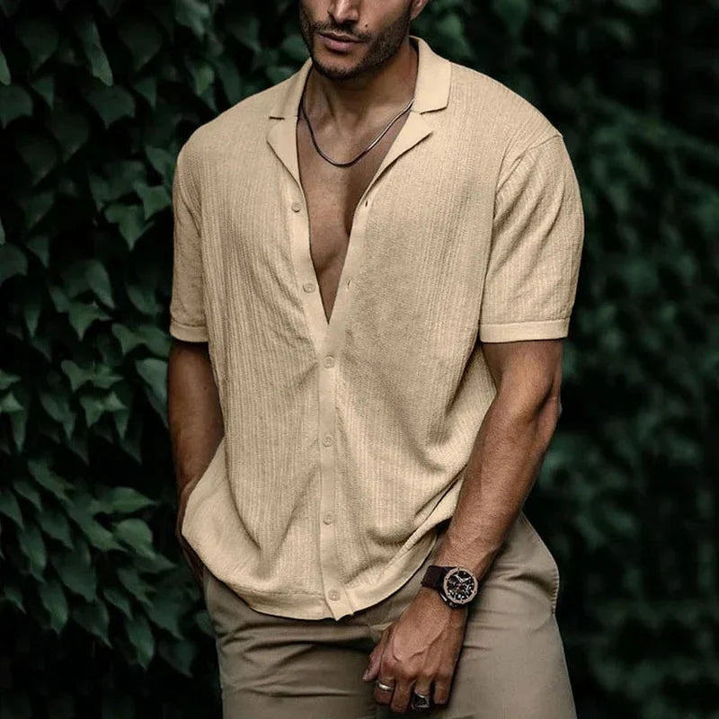 Elegant Men's Shirt with V-Neck and Buttons | Hank SOLANORDI Shirts