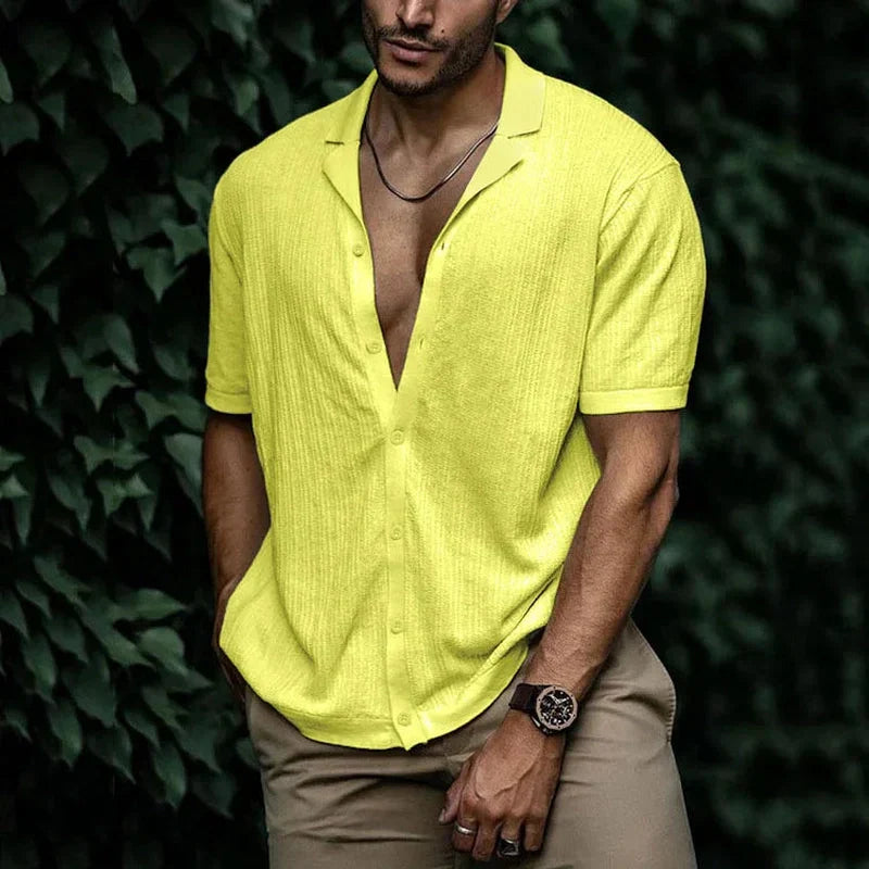 Elegant Men's Shirt with V-Neck and Buttons | Hank SOLANORDI Shirts