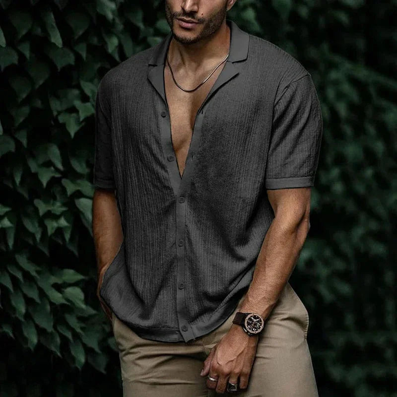 Elegant Men's Shirt with V-Neck and Buttons | Hank SOLANORDI Shirts