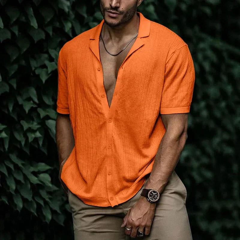 Elegant Men's Shirt with V-Neck and Buttons | Hank SOLANORDI Shirts