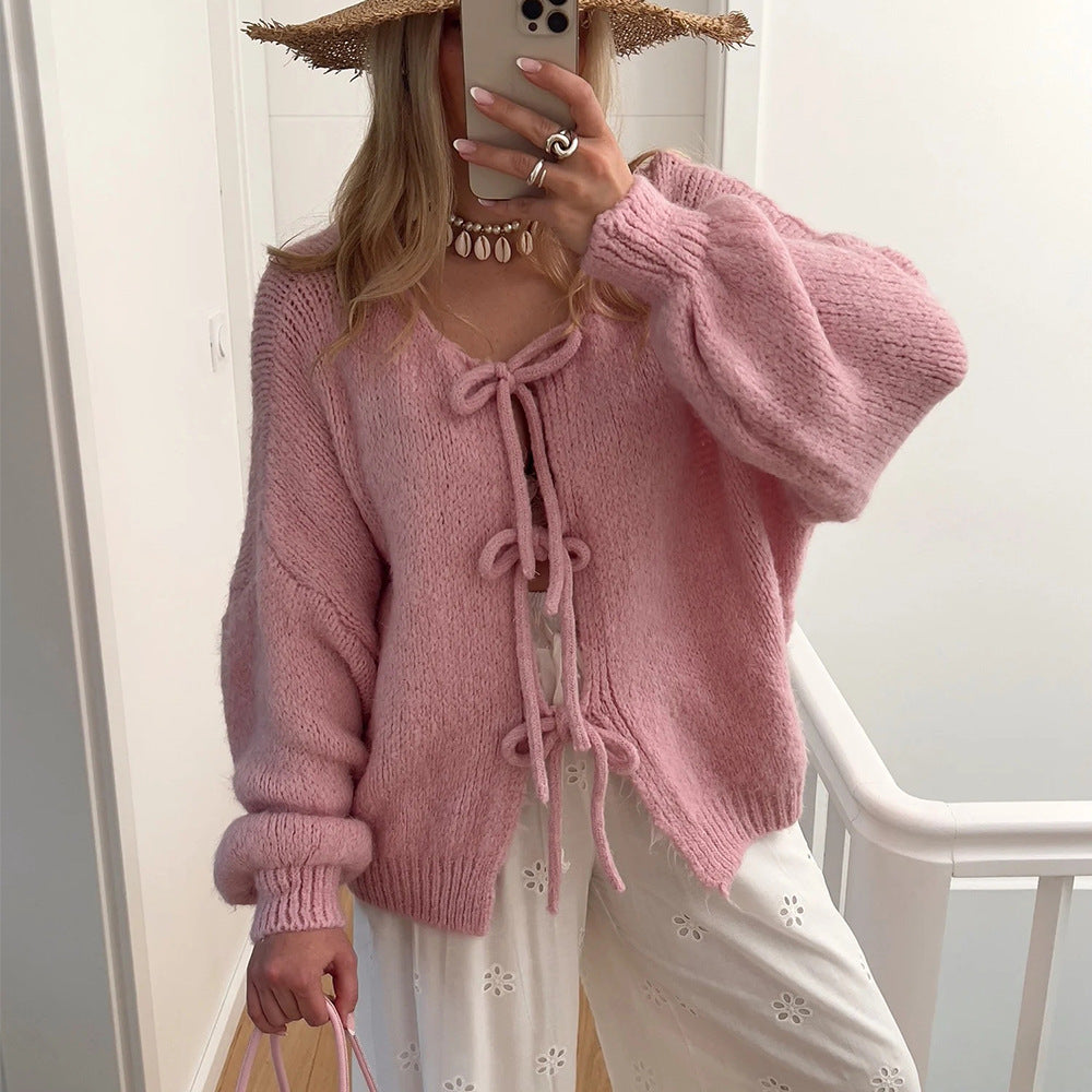 Cardigan à nœud charmant | Délice chic et douillet