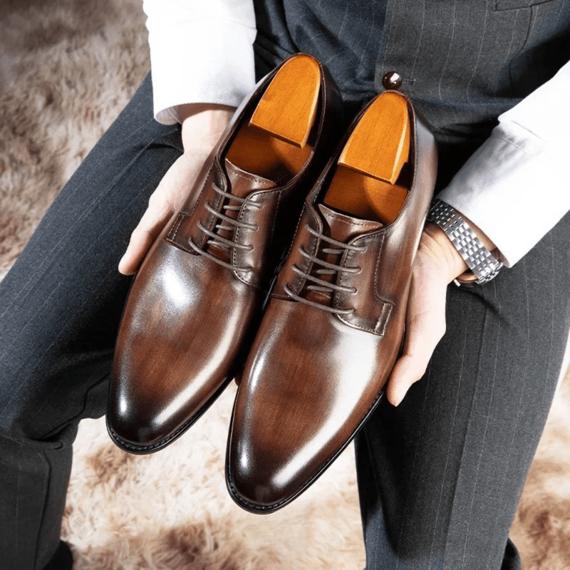 Italian Derby Lace-Up Leather Dress Shoes for Men | Ortwin SOLANORDI Shoes