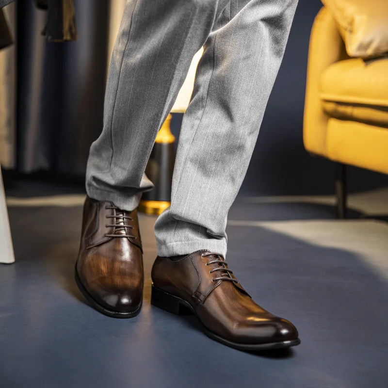Italian Derby Lace-Up Leather Dress Shoes for Men | Ortwin SOLANORDI Shoes