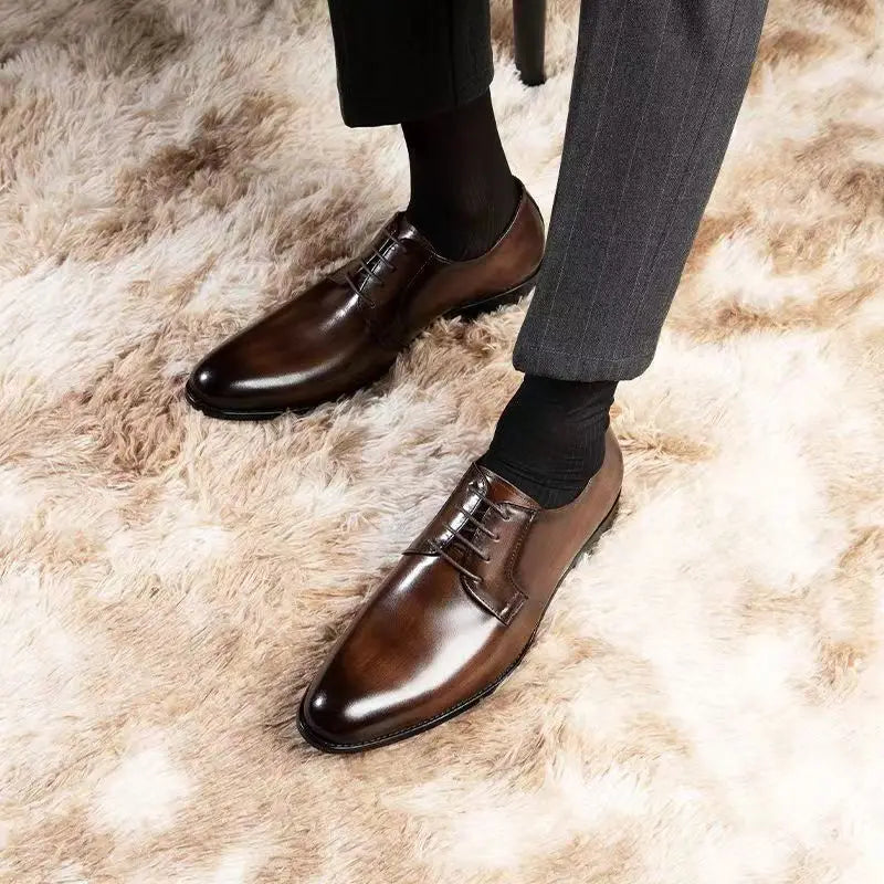 Italian Derby Lace-Up Leather Dress Shoes for Men | Ortwin SOLANORDI Shoes