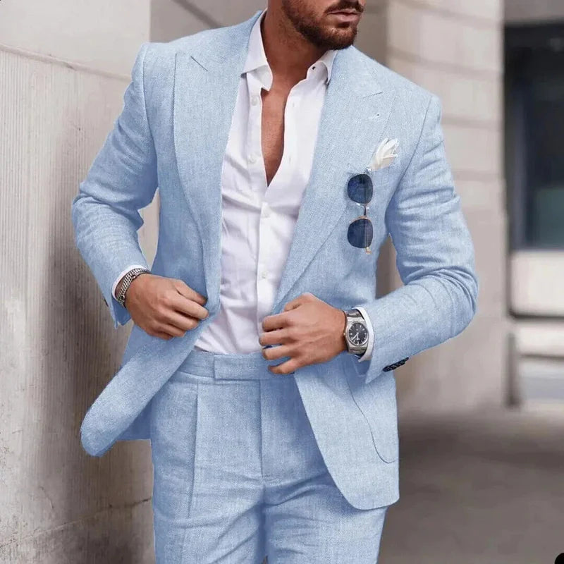 Linen Suits for Men with Two Buttons | Lenard SOLANORDI Suits