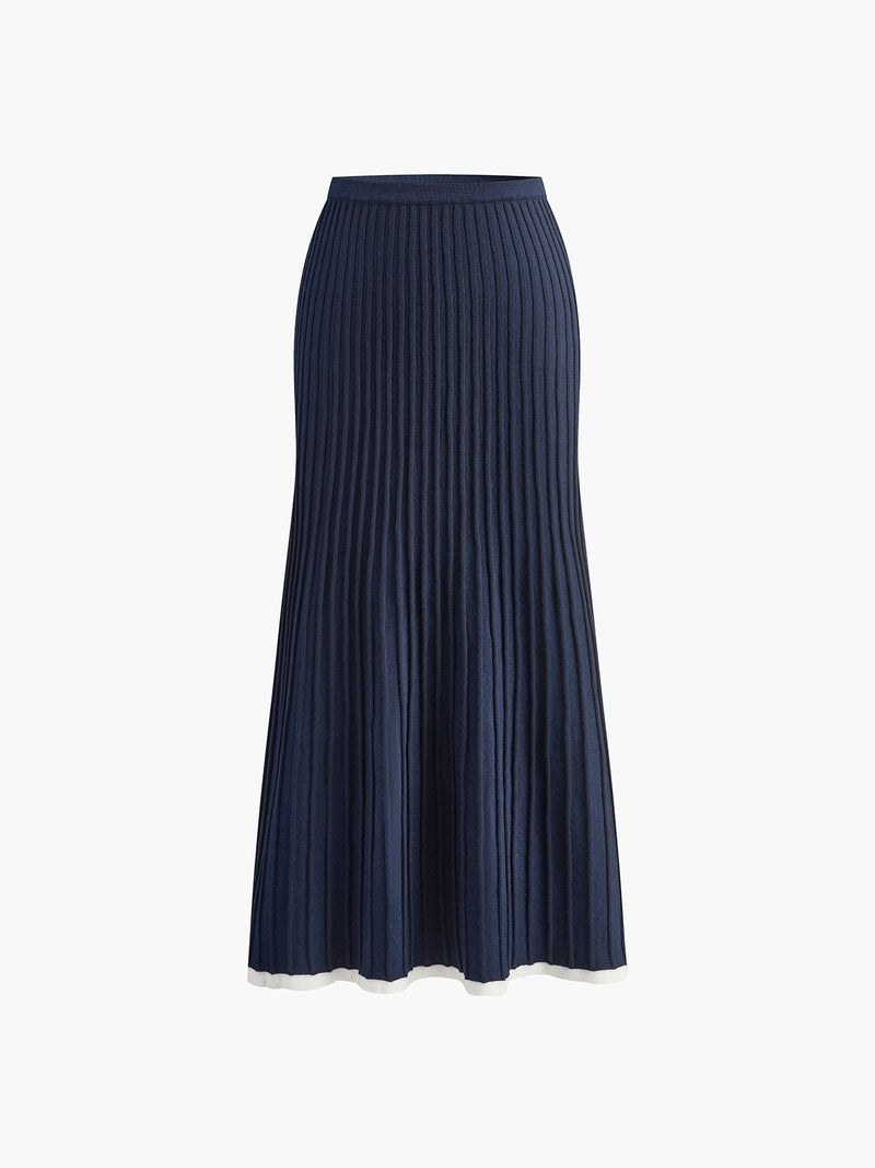 Minimalism Contrast Trim Sweater Skirt Set | Eva SOLANORDI Sets