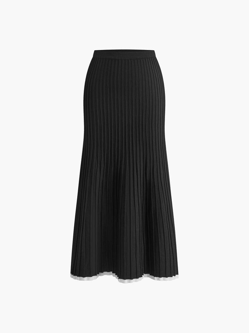 Minimalism Contrast Trim Sweater Skirt Set | Eva SOLANORDI Sets