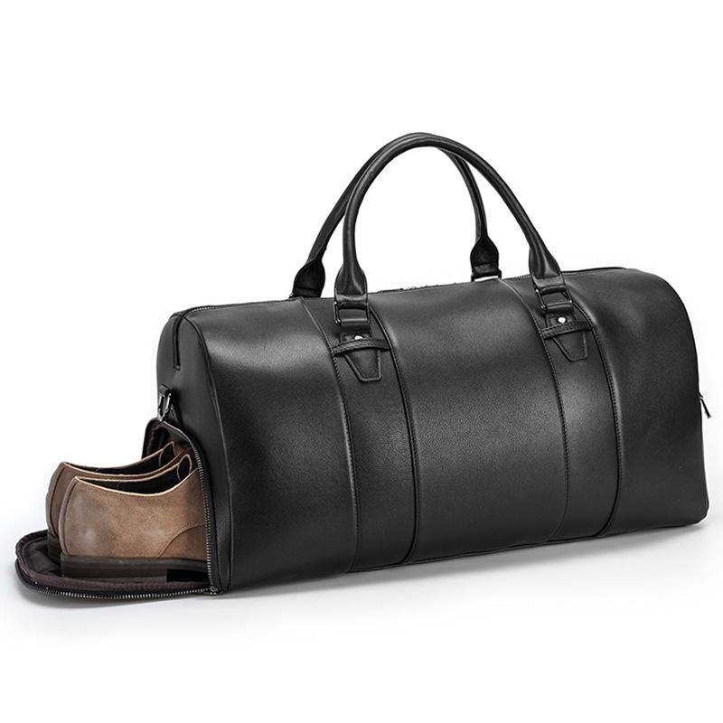 Modern Man Travel Bag Leather Black | Alcyon SOLANORDI Leather Duffle Bags