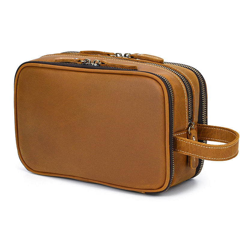 Premium Leather Travel Cosmetic Bag with Large Capacity | Manlius SOLANORDI Leather cosmetic bag