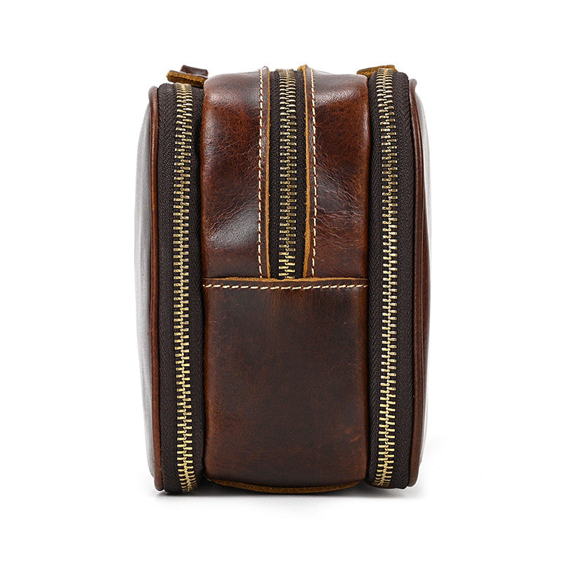 Premium Leather Travel Cosmetic Bag with Large Capacity | Manlius SOLANORDI Leather cosmetic bag
