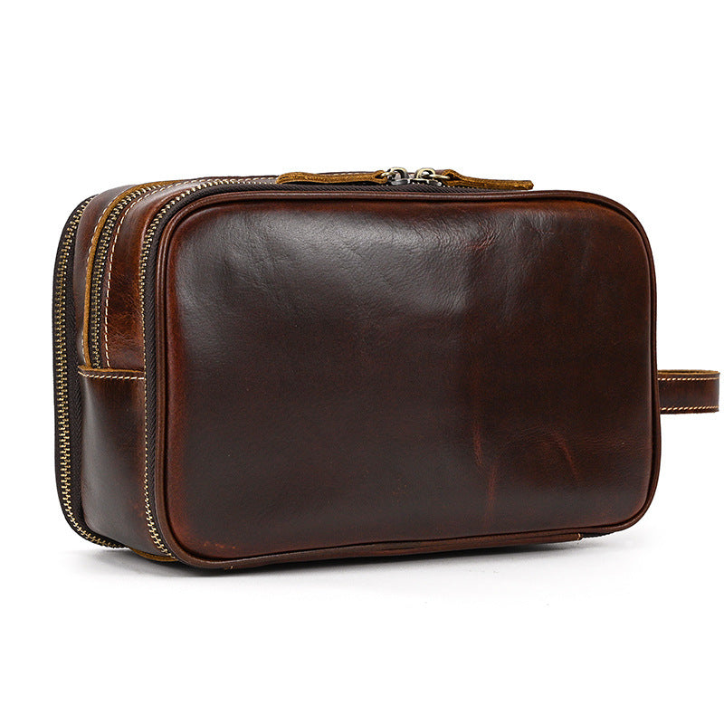 Premium Leather Travel Cosmetic Bag with Large Capacity | Manlius SOLANORDI Leather cosmetic bag