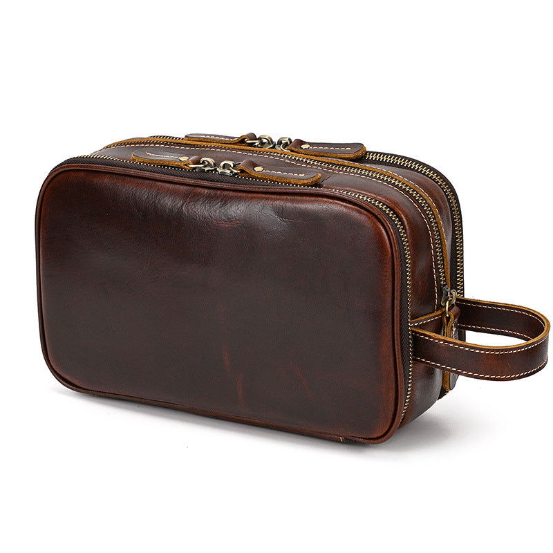 Premium Leather Travel Cosmetic Bag with Large Capacity | Manlius SOLANORDI Leather cosmetic bag
