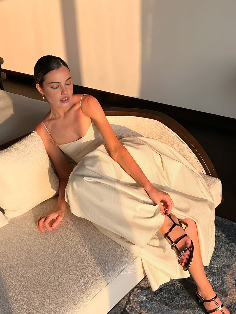 Robe maxi plissée romantique | Alana