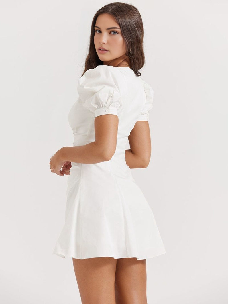 Romantic Puff Sleeve Short Women Dress | Loretta SOLANORDI Dresses
