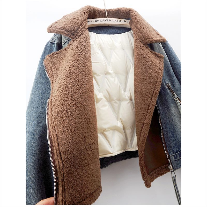 Stylish Denim and Lamb Wool Jacket for Women | Dionia SOLANORDI Denim Coat
