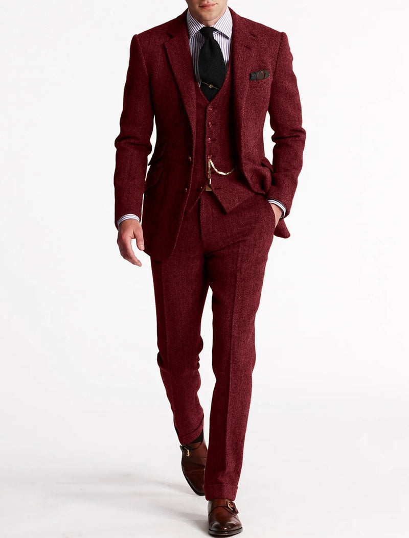 Tweed Smoking Suits for Men, Three-Piece Set | Leann SOLANORDI Sets