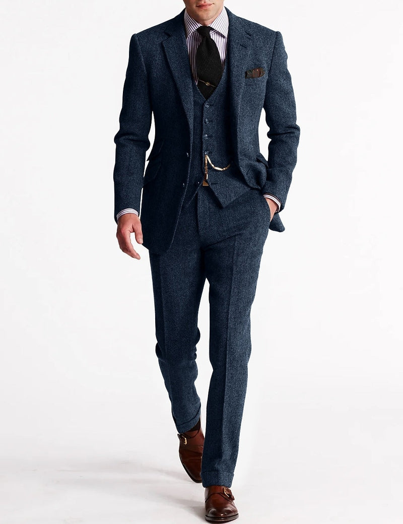 Costumes de fumeur en tweed pour hommes, ensemble trois pièces | Leann