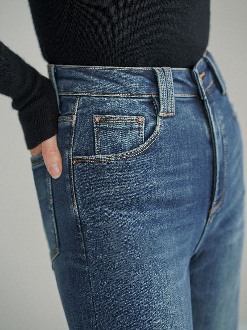 Jeans en denim bootcut taille mi-haute pour femmes | Maddalen