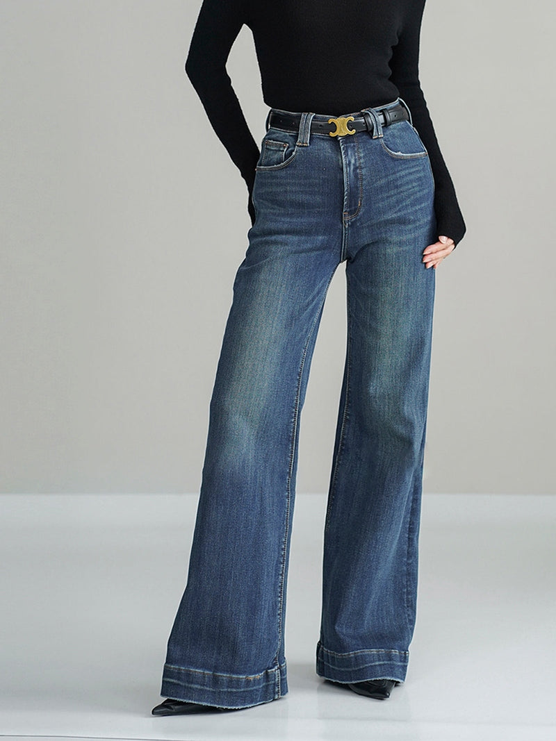 Jeans en denim bootcut taille mi-haute pour femmes | Maddalen