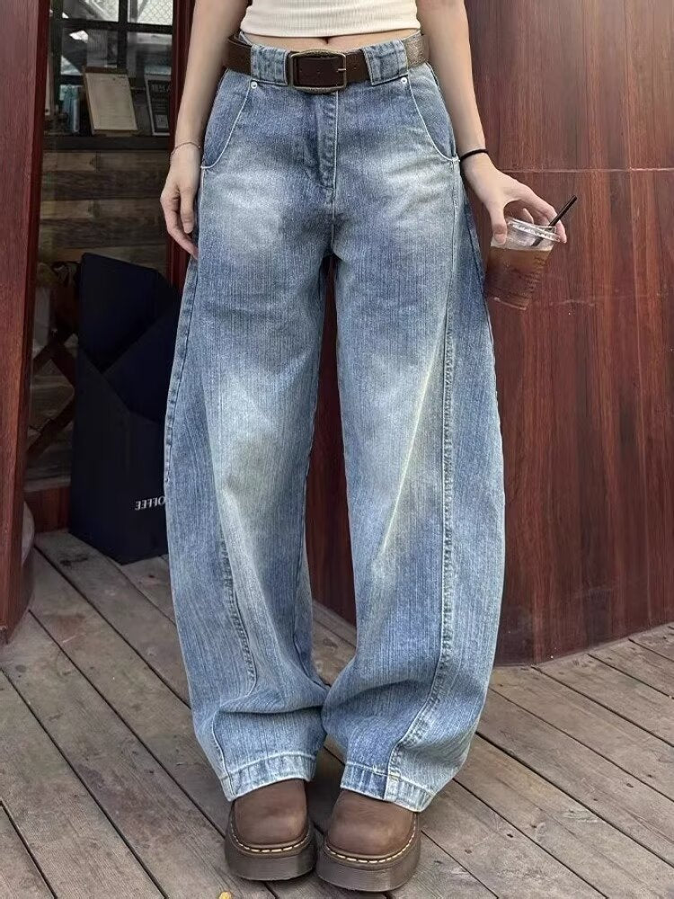 American Retro Loose Straight Machete Jeans