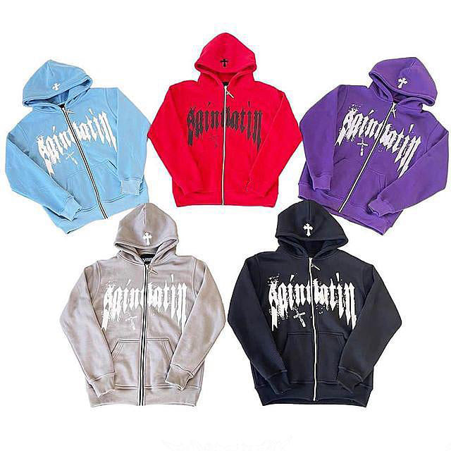 Sweat à capuche avec fermeture éclair sur le visage
