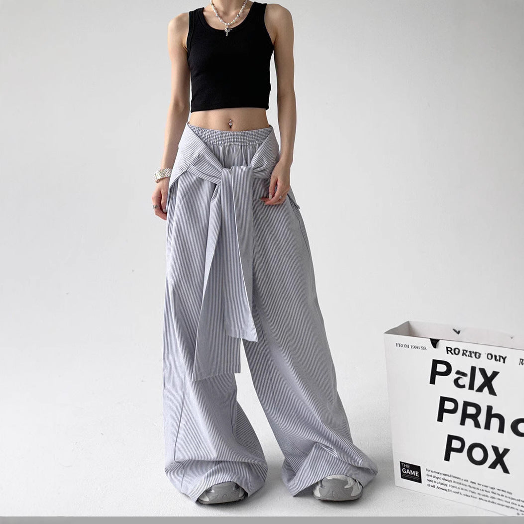 Pantalons larges à rayures à taille élastique avec un sens du design
